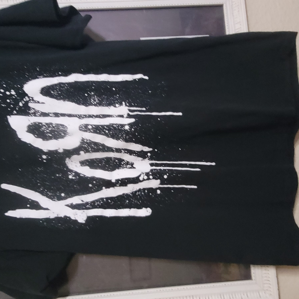 Black Graphic T-Shirt with White Print